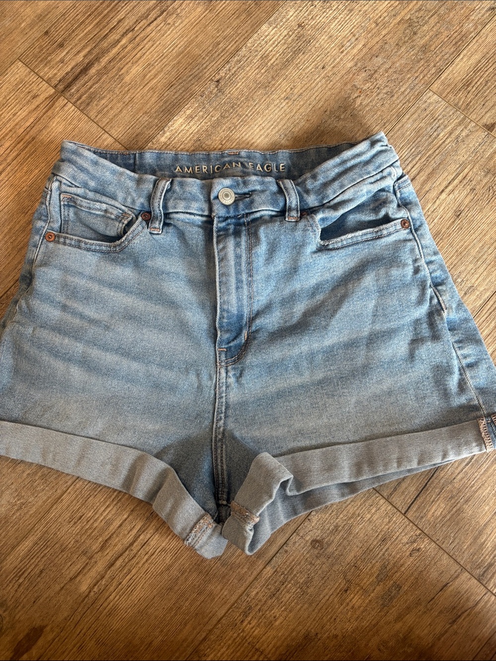 American Eagle Outfitters Light Wash High-Rise Denim Shorts
